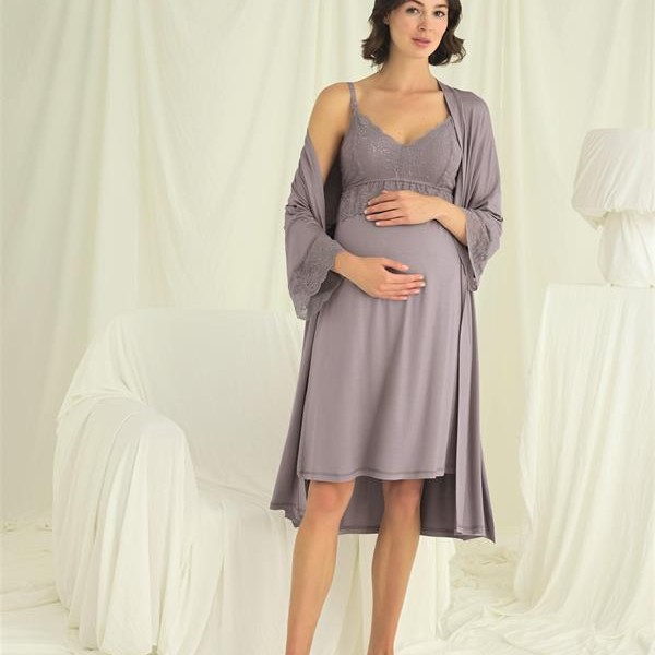 Arias Closet Dantelli Hamile Lohusa Sabahlık Takımı