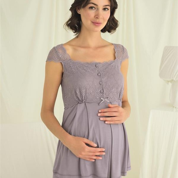 Arias Closet Dantelli Önü Düğmeli Hamile Lohusa 3'Lü Pijama Takımı