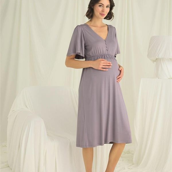 Arias Closet Dantelli Önü Düğmeli Hamile Lohusa Gecelik