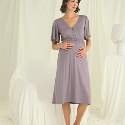 Arias Closet Dantelli Önü Düğmeli Hamile Lohusa Gecelik