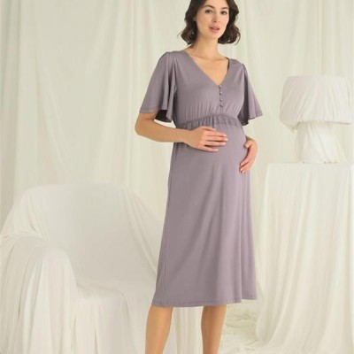 Arias Closet Dantelli Önü Düğmeli Hamile Lohusa Gecelik