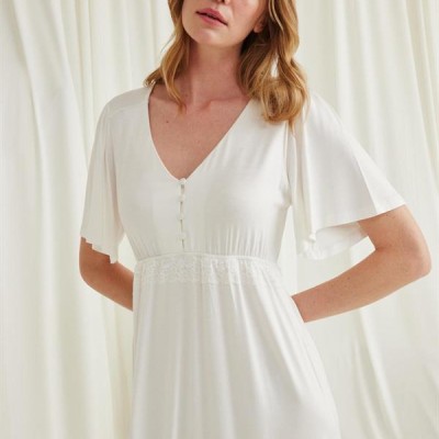 Arias Closet Dantelli Önü Düğmeli Hamile Lohusa Gecelik