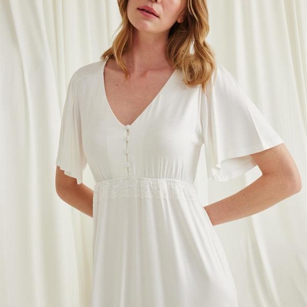 Arias Closet Dantelli Önü Düğmeli Hamile Lohusa Gecelik