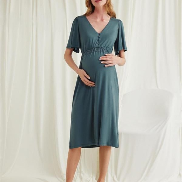 Arias Closet Dantelli Önü Düğmeli Hamile Lohusa Viskon Gecelik