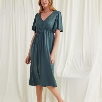 Arias Closet Dantelli Önü Düğmeli Hamile Lohusa Viskon Gecelik