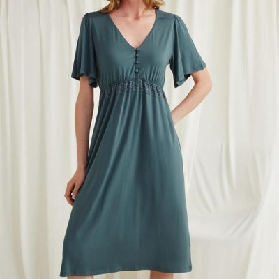 Arias Closet Dantelli Önü Düğmeli Hamile Lohusa Viskon Gecelik