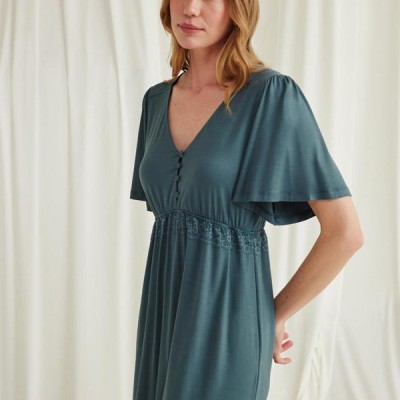 Arias Closet Dantelli Önü Düğmeli Hamile Lohusa Viskon Gecelik