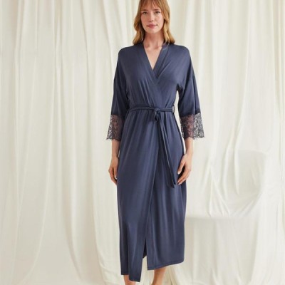 Arias Closet Dantelli Ve Kuşaklı Sabahlık