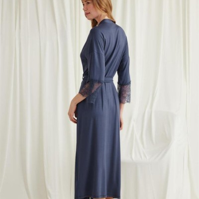 Arias Closet Dantelli Ve Kuşaklı Sabahlık