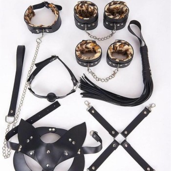 Arias Closet Deri Harness Leopar Set