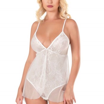 Arias Closet Ekru Jakarlı Bodysuit Gecelik