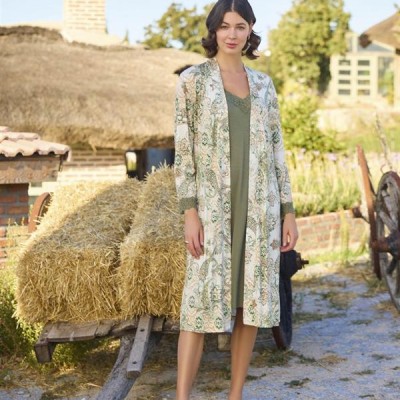 Arias Closet Etnik Desenli Ve Dantelli Büyük Beden Sabahlık Takımı