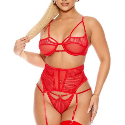 Arias Closet Fantezi File Tül Detaylı Kırmızı Jartiyer  Takım