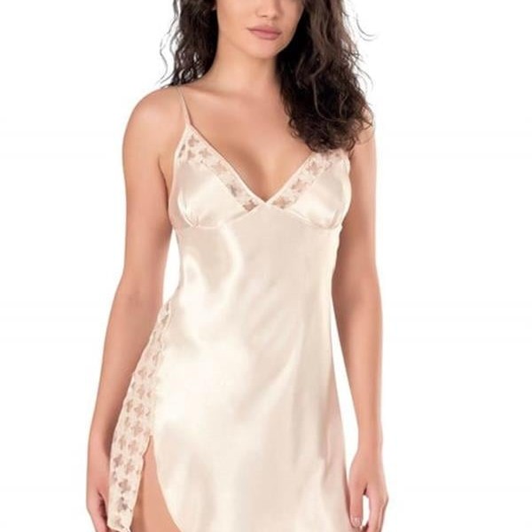 Arias Closet Fildişi Saten Gecelik 8117