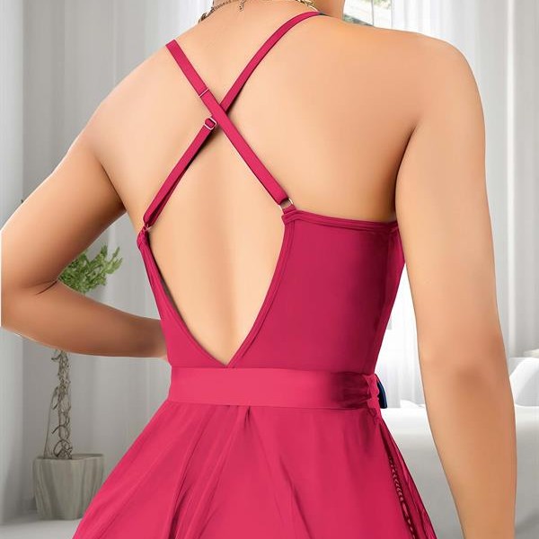 Arias Closet Fuşya Dantel İşlemeli Kurdelalı Fantezi Tül Babydoll