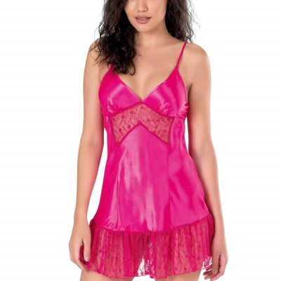 Arias Closet Fuşya Kısa Saten Gecelik