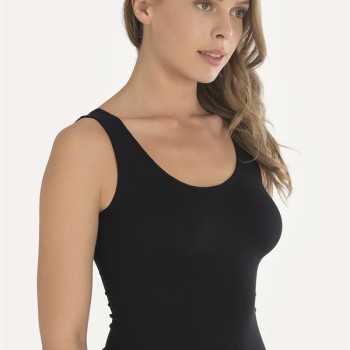 Arias Closet Geniş Askılı Siyah Ribana Atlet