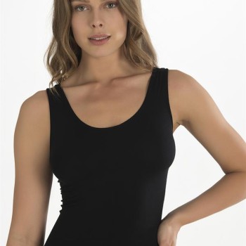 Arias Closet Geniş Askılı Siyah Ribana Atlet