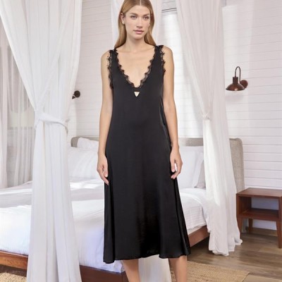 Arias Closet Göğüs Ve Sırt Dekolteli Dantelli Saten Gecelik