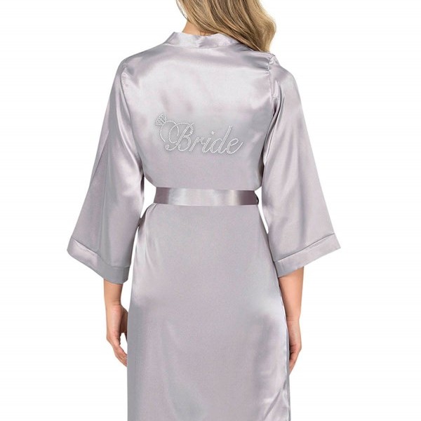 Arias Closet Gri Kısa Saten Bride Sabahlık