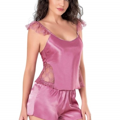 Arias Closet Gül Kurusu Saten Babydoll Şort Takımı