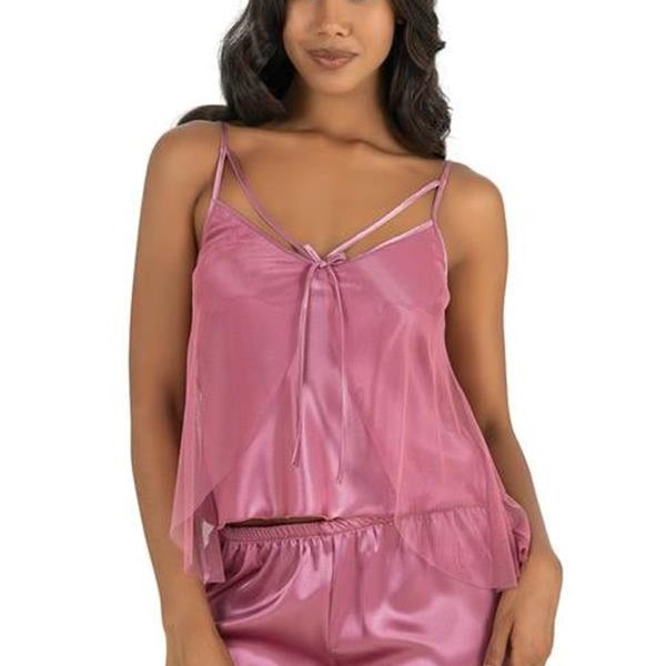 Arias Closet Gül Kurusu Saten Şort Takımı