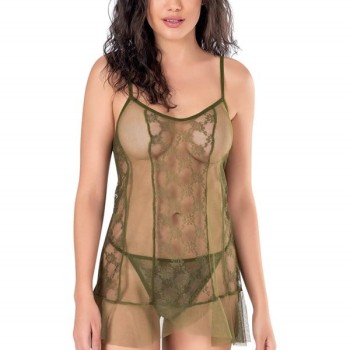 Arias Closet Haki Kısa Tül Gecelik