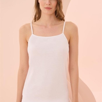 Arias Closet İp Askılı Beyaz Ribana Atlet