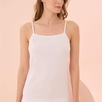 Arias Closet İp Askılı Beyaz Ribana Atlet