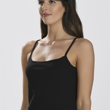 Arias Closet İp Askılı Siyah Ribana Atlet