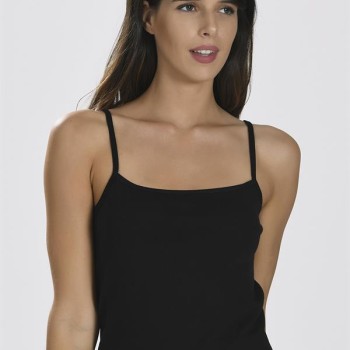 Arias Closet İp Askılı Siyah Ribana Atlet