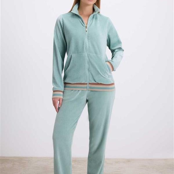 Arias Closet Kadife Dokulu Uzun Kollu Sweatshirt Ve Pantolon Takımı