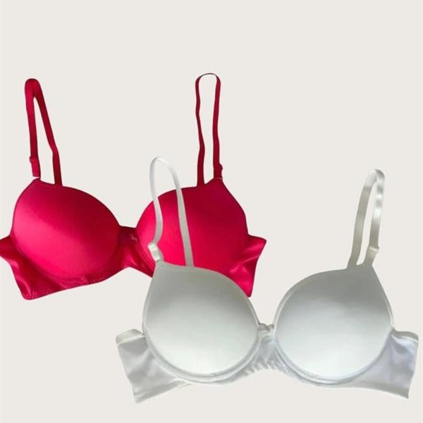 Arias Closet Kırmızı-Beyaz 2'Li Mikro Kumaş Push Up Dolgulu Balenli Günlük Destekli Sütyen