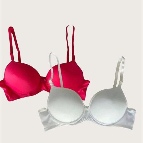 Arias Closet Kırmızı-Beyaz 2'Li Mikro Kumaş Push Up Dolgulu Balenli Günlük Destekli Sütyen