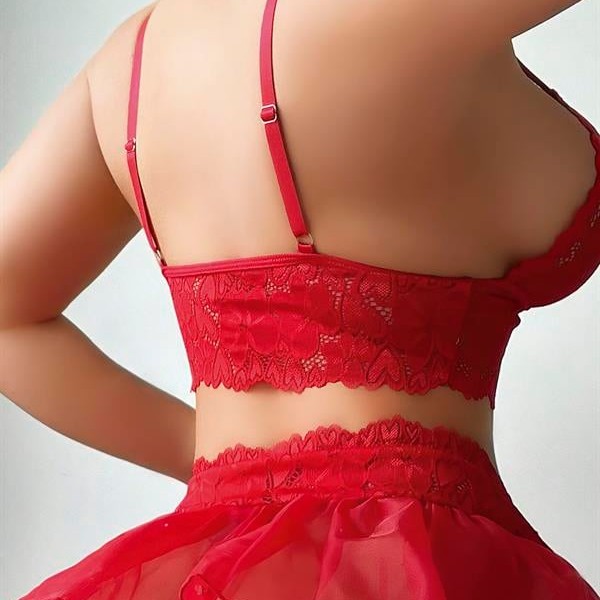 Arias Closet Kırmızı Dantelli Etekli Fantez Jartiyer Takım