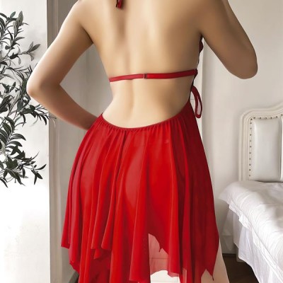 Arias Closet Kırmızı Kelebek İşlemeli Tül Fantezi Gecelik