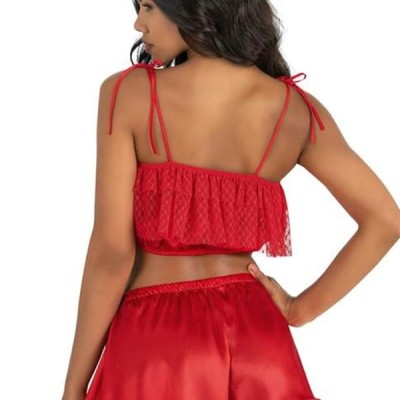 Arias Closet Kırmızı Saten Şort Takımı 9206