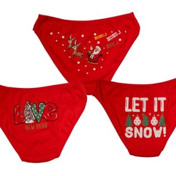 Arias Closet Kırmızı Yılbaşı Desenli 3'Lü Pamuklu Külot Takımı