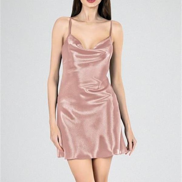 Arias Closet Kısa Gecelik Degaje Yaka Vizon 7740