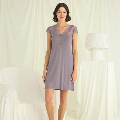 Arias Closet Kolu Omzu Ve Yakası Dantelli Önü Düğmeli Gecelik