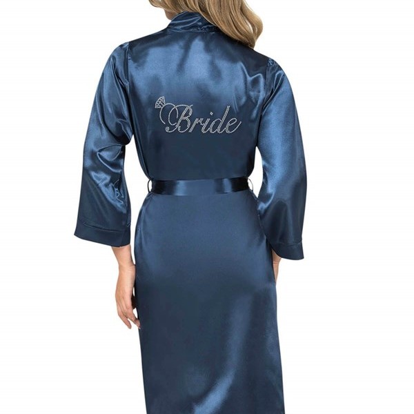 Arias Closet Lacivert Kısa Saten Bride Sabahlık