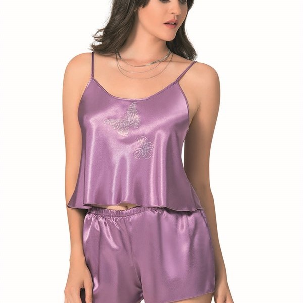 Arias Closet Lila Saten Babydoll Şort Takımı
