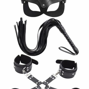 Arias Closet Maske Kırbaç Bileklik 5 Li Harness Deri Set