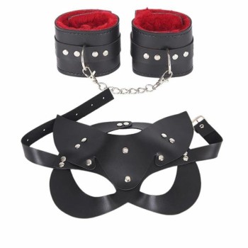 Arias Closet Maske Ve Kelepçe Deri Harness Fantezi Set
