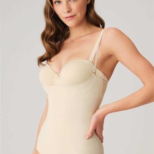 Arias Closet Mikro Kumaş Göğüs Altı Yapıştırma Paçaları Silikon Bantlı Alttan Kancalı Sıkı Badi Korse