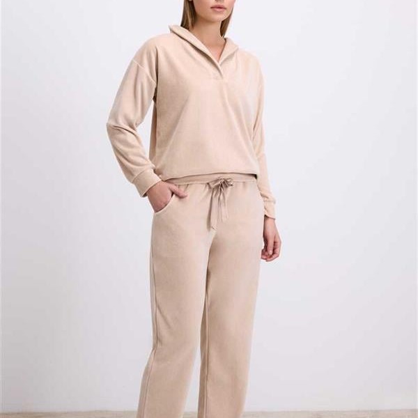 Arias Closet Modal Pamuklu Uzun Kollu Sweatshirt Ve Pantolon Takımı