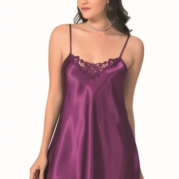 Arias Closet Mor Kısa Saten Gecelik