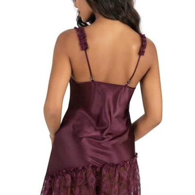 Arias Closet Mürdüm Kısa Saten Gecelik 8238