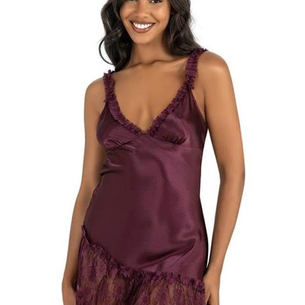 Arias Closet Mürdüm Kısa Saten Gecelik 8238