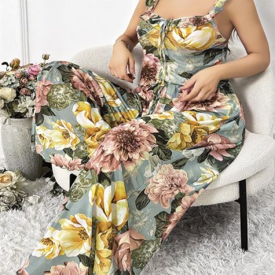 Arias Closet Özel Tasarım Büyük Beden Çiçek Desenli 2'Li Pijama Takımı